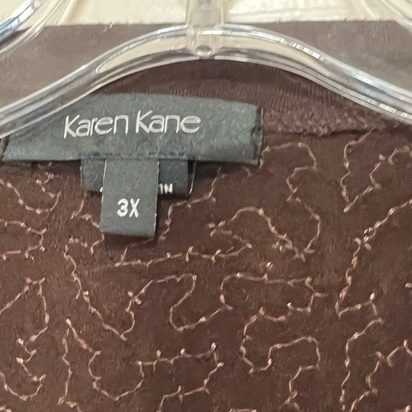 Karen Kane Brown Sequin Open Front 3/4 Sleeve Stretch Jacket Cardigan 3X - Picture 3 of 8